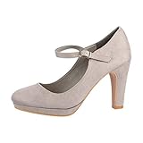 Elara Damen Pumps Riemchen High Heels Vintage Chunkyrayan New BL692 Grey-40
