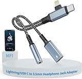 2024 Upgrade 2-in-2 Lightning+USB C auf 3,5 mm Headphone and Charger Adapter, USB C auf 3,5 mm Jack Headphone Splitter, iPhone Aux Audio Adapter, USB C auf Audio und Charge Adapter für iPhone
