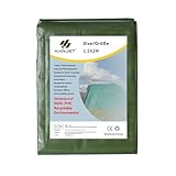 Hanjet PE Abdeckplane 140g/m² wasserdichter, grüner Schutzplane für Camping-Zeltdach, ideal gegen Wind & Regen Plane(1.5 x 2 m)