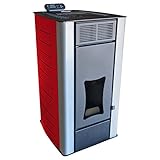 Nemaxx PW18-RD Pelletofen Wasserführend 18 kW Pelletkaminofen Pelletheizung - Stahl Rot - für bis zu 300m³ - 90,8% Wirkungsgrad - A+