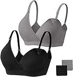 HBselect 2 Pcs Schwangerschafts Still BH Nahtloser Still-BH mit zusätzlichen BH-Verlängerungen Stillen und Schlaf Ohne Bügel für Damen