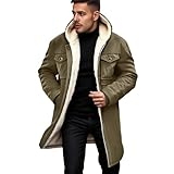 Generisch -Fleece-Kragen, Reißverschlussjacke, Taschenmantel, warm, für Winter, Outdoor-Sport, mit, Windjacke, lässig, Herbstmode (Army Green, XXXL)