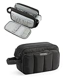 BAGSMART Reise-Kulturtasche für Damen, bauschiger Kosmetik- und Make-up-Organizer, große, weit zu öffnende Reisetasche für Toilettenartikel, Dopp-Kit, Schwarz