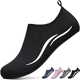 BARFULKER Badeschuhe Herren Damen Wasserschuhe Neopren Schwimmschuhe Strandschuhe Schnell Trocknend Aquaschuhe rutschfest Leicht BarfußSchuhe,Schwarz 43 EU