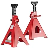 Wiltec Unterstellbock 2er Set, Stützbock bis 12 t, Böcke höhenverstellbar 49-75 cm, Arbeitsbock mit Sicherungsbolzen, Auto Bock rutschfestes Gummi