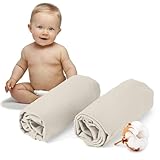 Dreamzie - 2er-Set Spannbettlaken 60x120-70x140 cm - Oeko-Tex Zertifiziert, 100% Baumwolle, atmungsaktives Spannbetttuch Jersey Baby, 150 g/m² - Beige
