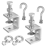 6 Stück C Klemmen, Edelstahl C-Zwingen, Tischklemmen Verstellbar, 0-25mm Einstellbar Trägerklemme mit Haken und Ringschrauben, Schraubzwinge, Schraubklemme für Holzarbeiten Schweißen Tischlerei