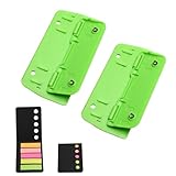 KQDRAVINE 2 Stück Taschenlocher mit Haftnotizen, Locher für Ordner über ein Integriertes Lineal mit 12 cm Maßangaben, Hole Puncher Locher Klein für Schule, Büro, Zuhause Grün