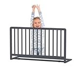 Geuther Bettschutzgitter Holz | Idealer Rausfallschutz Boxspringbett, extra hoch | Rausfallschutz Bett für Kinder | Bettgitter, Absturzsicherung Bett | Bett Rausfallschutz Kinder in 110 cm Länge, Grau