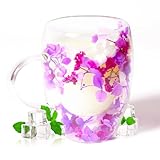 RUIOMII 350ML Floral Fusion Doppelwandige Glasbecher,Kreative Doppelwandige GläSer mit Blumen für Latte, Kaffee, Cappuccino, heiße Schokolade, Geschenke für Frauen, Schwester, Mütter, Ehefrau, Freunde