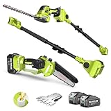 Supstable Akku Teleskop Heckenschere & Hochentaster, 6-in-1 Mini Kettensäge & Heckenschneider, 4,57 m Reichweite, 8000mAh Batterie, Ideal für Baumpflege & Holzarbeiten