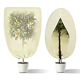 iophi 2 Stück Winterschutz für Pflanzen, Winterschutz für Kübelpflanzen Frostschutz Pflanzen, Atmungsaktiv Wiederverwendbar Pflanzenschutz Winter mit Reißverschluss und Kordelzug, 80 * 100CM