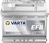 Varta Blue Dynamic EFB N60, 60 Ah 640 A, kompatible mit PKW, lithium metal