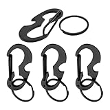 Schlüsselanhänger Clip | Karabiner Schlüsselanhänger 4er Set | Multifunktionaler Diebstahlschutz Flaschenöffner Schlüsselring für Baustelle Klettern Wandern Reisen Camping Outdoor