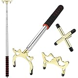 Skylety Billard Queue Stick Brücke Halter Mit 3 Stücke Abnehmbarem Messing Brücken Kopf, Pool Zubehör für Pool Tisch (Gold)