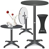 KESSER® 2in1 Stehtisch klappbar Bistrotisch 1er Set | Aluminium Edelstahlplatte | höhenverstellbar 70cm / 115cm | Partytisch Tisch Ø 60cm | In- & Outdoor | Empfangstisch | Klapptisch Anthrazit