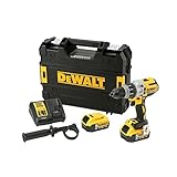 DEWALT Akku-3-Gang-Schlagbohrschrauber (18V, 5.0 Ah, bürstenlos, Vollmetallgetriebe, integrierte LED-Leuchte mit bis zu 77 Lumen, inkl. 2x Akkus, Schnell-Ladegerät, Gürtelhaken, T STAK-Box) DCD996P2