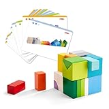 HABA 305463 - 3D-Legespiel Würfelmix, Holzspielzeug zum Legen und Stapeln, 19 Holzbausteine, 10 Vorlagekarten zum Nachbauen, Spielzeug ab 3 Jahren