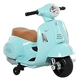 HOMCOM Vespa Elektromotorrad Kindermotorrad Elektrofahrzeug 18-36 Monate 3 km/h LED-Licht Sound Kunststoff-Kunststoff Metall Grün 66,5 x 38 x 52 cm