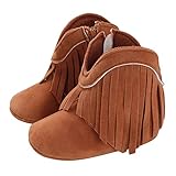 Babyschuhe für Mädchen, Winterstiefel, für Jungen und Mädchen, flache Unterseite, rutschfest, bequem, einfarbig, seitlicher Reißverschluss, Quaste, Kleinkinder, Jungen, Größe 39, braun, 20 EU