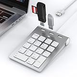 Nummernblock Ziffernblock USB - Kabelgebundenes Keypad & USB-Hub mit 3 Anschlüssen, NumLock-Funktion, Ultradünne Tastaturerweiterung, 18 Tasten, 0.5 M Kabel Numpad mit 3 USB2.0-Ports für Laptop, PC