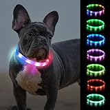 Joytale Leuchthalsband Hund, Hundehalsband Leuchtend Aufladbar, Längenverstellbar Led Hundehalsband mit 9 Leuchtmodi, Regendicht Hunde Leuchthalsband für Kleine und Mittlere Hunde, 45 cm