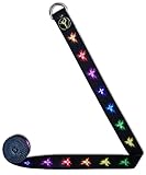 Piasana - Yogagurt extra lang und robust durch spezielle Textur | Schwarz mit Chakra-Muster und Gold gesticktem Logo | Für Asanas und zur Dehnung | Yoga Gurt mit Metallverschluss und Baumwolle