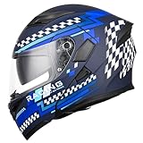 Motorrad Integrierter Mit Doppelvisier ECE/DOT Zulassung Adults Klapphelm Motorradhelm Sturzhelm Für Herren Und Damen Mit Doppelvisier Flip Vollvisierhelm Rollerhelm 2,M:57-58CM
