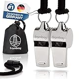 Frambay 2 STK. Trillerpfeife - Pfeife mit innovativer [AirSpin] Kugel I Schiedsrichterpfeife I Signalpfeife I Whistle I Trillerpfeife laut Notfall I Trillerpfeife sportunterricht