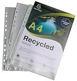 Exacompta Forever 5350E – Karton mit 250 gelochten Hüllen A4 – aus recyceltem genarbtem Polypropylen – Dicke 12/100 – Maße: 23 x 30,5 cm – kristallklar