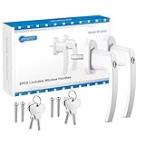 AUTOUTLET Fenstergriffe abschliessbar, 2 Stück Fenstergriff abschließbar Aluminium in Stiftlänge 35mm, Fenstersicherung Balkontürgriff kindersicherung mit Schlüsseln und Schrauben für Fenster (weiß)