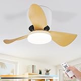 Homefire Deckenventilator Mit Beleuchtung und Fernbedienung - 23W LED Dimmbar Deckenleuchte mit Ventilator Leise 70CM Ventilator mit Licht Sommer/Winter 6-Gang Timer für Schlafzimmer Kinderzimmer Büro
