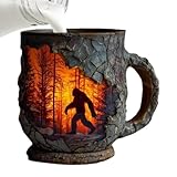 Setauoo Kreative Tassen - Feuerszene 3D-Optik Tasse - Keramik Becher Mit 3D Baumrinden-Optik Und Ergonomischem Griff Design Als Für Geburtstag Weihnachten Kollegen Freunde Väter Kinder