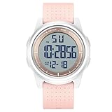 GOLDEN HOUR Sport-Armbanduhr, ultradünn, minimalistisch, wasserdicht, digital, mit Weitwinkel-Display, Gummiband, für Herren und Damen