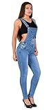 ESRA Damen Jeans Latzhose Skinny Latzjeans Overall Jeans-Latzhose mit Träger H340