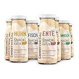 Alternative zu Katzenmilch: SmoothieCat 8er Mix - je 2X: Huhn, Ente, Fisch, Kaninchen - Flüssignahrung für Katzen, Katzensuppe, Trinken, zuckerfrei, glutenfrei, fettarm - je 150ml