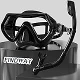 Findway Schnorchelset Erwachsene Teenager, Tauchermaske für Herren Damen, Verstellbares Silikonband Schnorchelmaske mit HD Gehärtetes Glas Anti-Leck Schwimmmaske,für Tauchen, Schnorcheln und Schwimmen