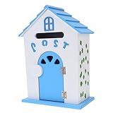 Angoily Kasten Kommentar Box Paket kommerziell Wanddekoration Türpostschlitze Flagge Postfächer vorschlagsbox Mailbox briefständer postbox versandschachtel Holz Blue