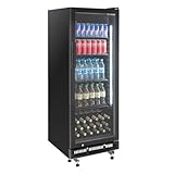 GastroHero Getränkekühlschrank GKS-230 I 230 L Getränkekühlschrank mit Glastür & LED I Flaschenkühlschrank abschließbar I Bierkühlschrank 0 bis +8 °C