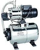 T.I.P. Hauswasserwerk HWW 4500 INOX (bis 4.350 l/h Fördermenge, Förderhöhe max. 50 m/Druck max. 5,0 bar, 1.200 W, Installationsfertige Druckschaltung, 22 l Edelstahl-Druckkessel) Silber