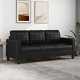Willood 3-Sitzer-Sofa Couch für Wohnzimmer, Polstersofa mit Metallgestell, Loungesofa Zweisitzer Wohnzimmersofa Wohnzimmermöbel Schwarz 180 cm Kunstleder