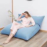 Mehrzweck-Sitzsack, Sofa, Stuhl, abnehmbarer und waschbarer Stoff, faltbares Design, vielseitiges Bettsofa für Zuhause, Sonnenscheinblau, 130 x 160 cm