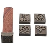 HOODANCOS Magnetisches Holzstempel Zen wolken Lotusmotiven Handgeschnitzte Kalligrafie Chinesische Quadratsiegel für Basteln Scrapbooking und Traditionelle Schriftkunst