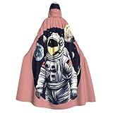 DUWAA Astronaut auf dem Mond 1 Druck Kapuzenmantel Halloween Cosplay Kostüm Robe Umhang Umhang Zauberer Rabe Cosplay Kostüm