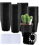 JEDWKFA 100 Stück anzuchttöpfe, blumentöpfe, anzuchttöpfe Kunststoff, Plant Pot, Grow töpfe, mit 100 Pflanzenetiketten, Pflanztöpfe, für Sukkulenten, Samen, Setzlinge, Schwarz