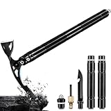 Japaknvies Spitzhacke 8 in 1 Multifunktional Kreuzhacke Gartenhacke mit Stiel 42cm Länge rutschfest Spitzhacken mit Survival Messer Spitzhacke für Graben,Eisbrechen und Jäten