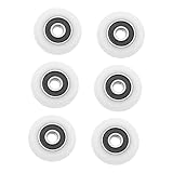 DOITOOL 6 Stück Duschraum Riemenscheibe Duschkabinenrollen Duschkabine Ersatzrollen Duschkabinen Laufrollen Rad Duschtürrollen Film Rolle für Duschabtrennungen Badezimmerzubehör PVC Weiß