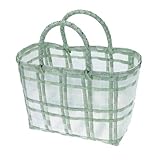 UTHCLO Handgewebte Kleine Grüne Jelly Bag mit Flexiblem Tragbare Einkaufstasche mit Stabilem Handriemen Geräumige Korbtasche für Gemüse und Strand Langlebig und Reparaturfähig
