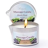 Massage Candle Scented Soy Wax Low Temp, Skin Care Moisturizing Candle, Massagekerze, Amazing Gift Set 110ML (Mystic Plum)