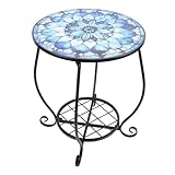 Jectse Runder Beistelltisch aus Eisen, Dekorativer Terrassen-Akzenttisch, Einfache Montage für das Leben Im Freien, Eisen, 71,08 Unzen (C)